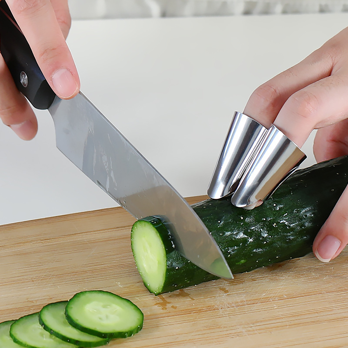 Kitchen Gadgets Cool - Protège-doigts en acier inoxydable, coupe-main, coupe