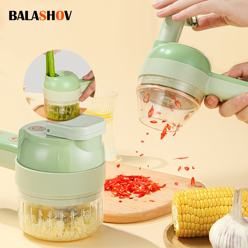 Kitchen Gadgets Machine - Ensemble de coupe-légumes électrique 4 en