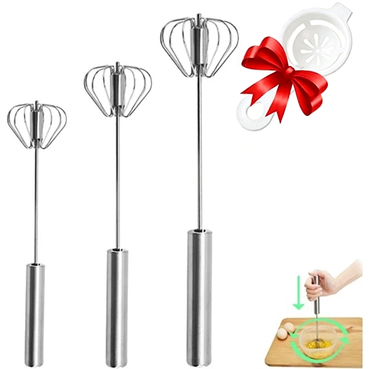 Kitchen Gadgets Blender - Batteur à œufs semi-automatique en acier
